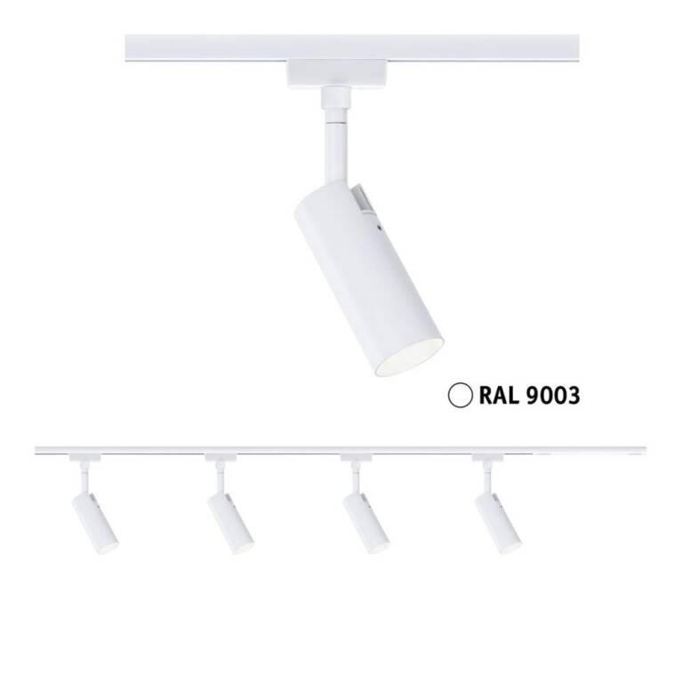 Paulmann URail Schienenspot Tubo Starterset  4x150lm 4x4W 3000K dimmbar 230V Signalweiß