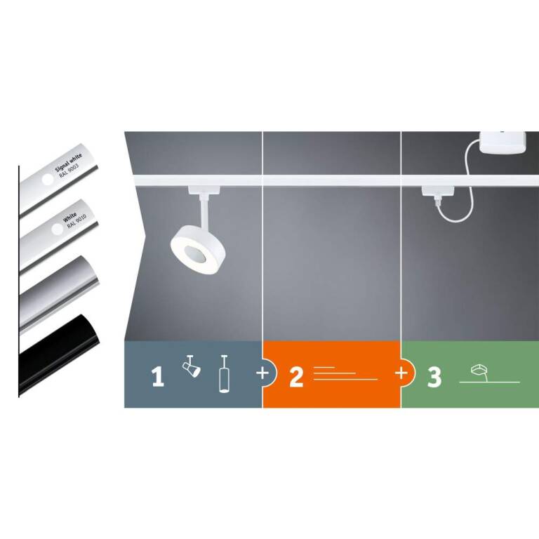 Paulmann URail Schienenspot Tubo Starterset  4x250lm 4x4,5W 3000K  230V Schwarz matt