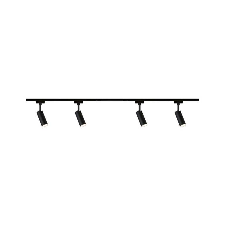 Paulmann URail Tubo Starterset Komplettset schwarz matt mit 4 Spots 4,5W + Mitteleinspeisung
