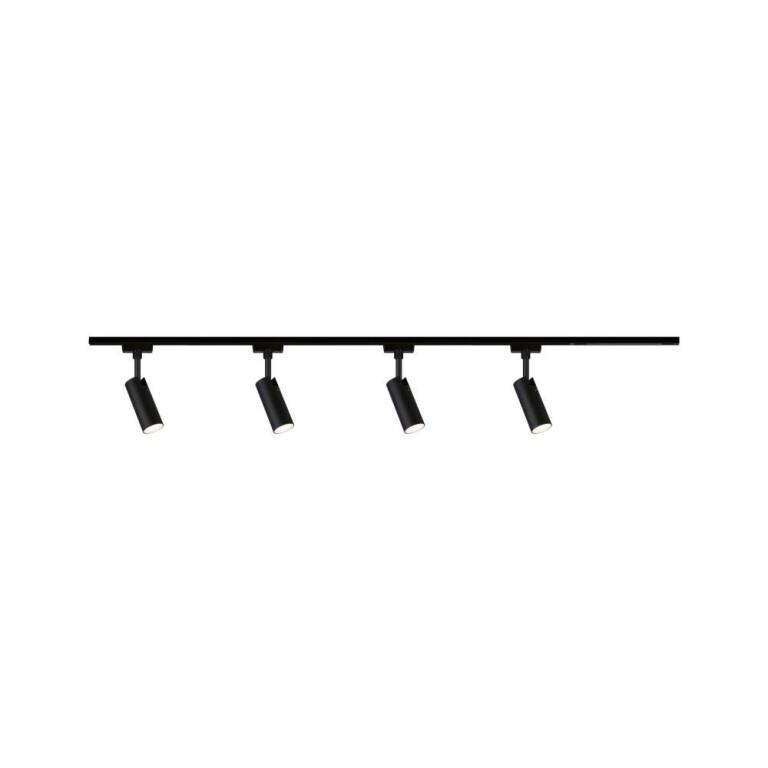 Paulmann URail Tubo Starterset Komplettset schwarz matt mit 4 Spots 4,5W + Mitteleinspeisung