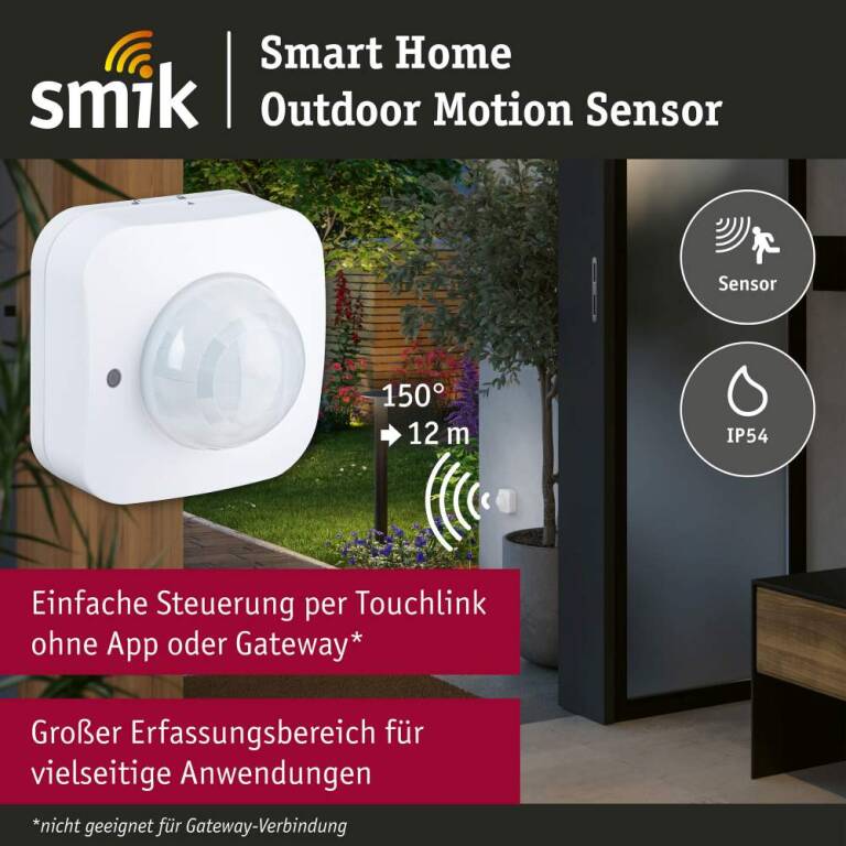 Paulmann Sensor Smart Home Zigbee 3.0 Bewegungssensor IP54 Weiß Kabellos Batteriebetrieben Zigbee Touchlink