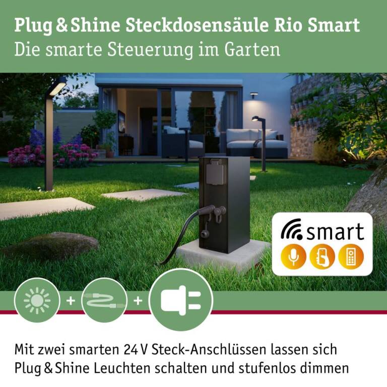 Paulmann Plug & Shine Steckdosensäule Rio inkl. Trafo  IP44 Anthrazit