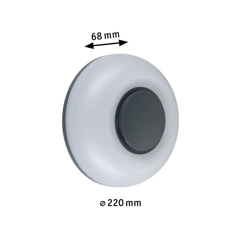 Paulmann LED Außenwandleuchte Aureva  IP65 rund 220mm 2200 - 4000K 20,5W 1730lm 230V  Anthrazit, Weiß Polycarbonat