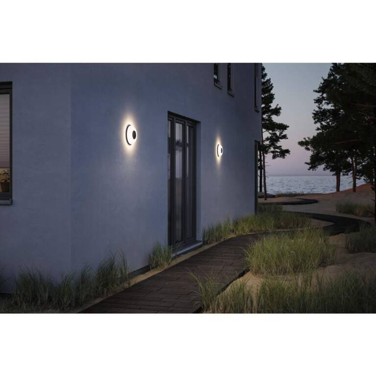 Paulmann LED Außenwandleuchte Aureva  IP65 rund 220mm 2200 - 4000K 20,5W 1730lm 230V  Anthrazit, Weiß Polycarbonat
