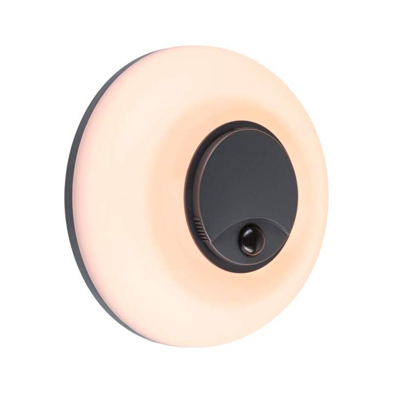 Paulmann LED Außenwandleuchte Aureva inkl. Bewegungsmelder IP65 rund 220mm 2200 - 4000K 20,5W 1630lm 230V  Anthrazit, Weiß Polycarbonat