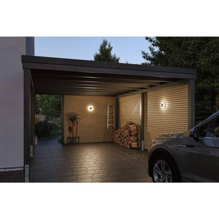 Paulmann LED Außenwandleuchte Aureva inkl. Bewegungsmelder IP65 rund 220mm 2200 - 4000K 20,5W 1630lm 230V  Anthrazit, Weiß Polycarbonat
