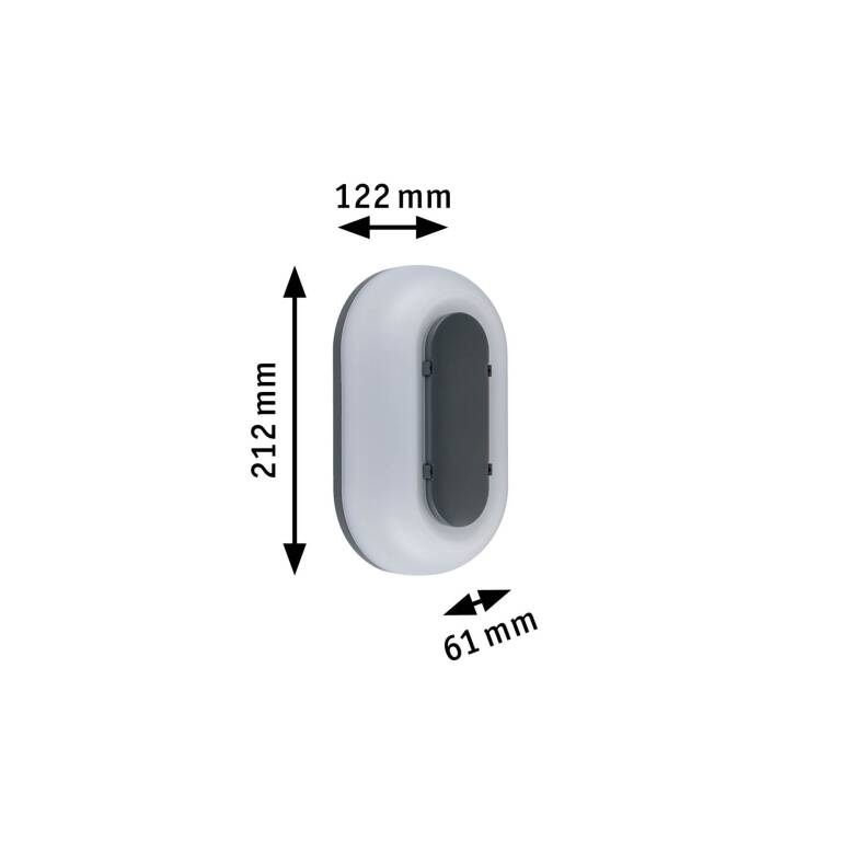 Paulmann LED Außenwandleuchte Elunor IP65 länglich 122x212mm 2200 - 4000K 18,5W 1460lm 230V  Anthrazit, Weiß Polycarbonat