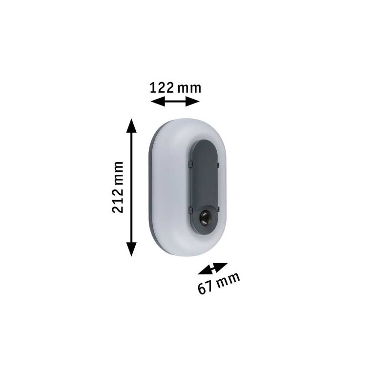Paulmann LED Außenwandleuchte Elunor inkl. Bewegungsmelder IP65 länglich 122x212mm 2200 - 4000K 18,5W 1445lm 230V  Anthrazit, Weiß Polycarbonat