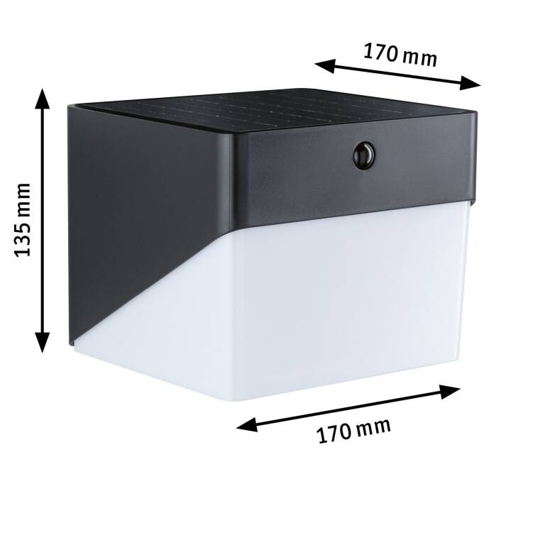 Paulmann Hybrid LED Außenwandleuchte Lioren House 230V + Solar IP44 eckig 170x170mm 3000K 2,3W 230lm 230V Schwarz