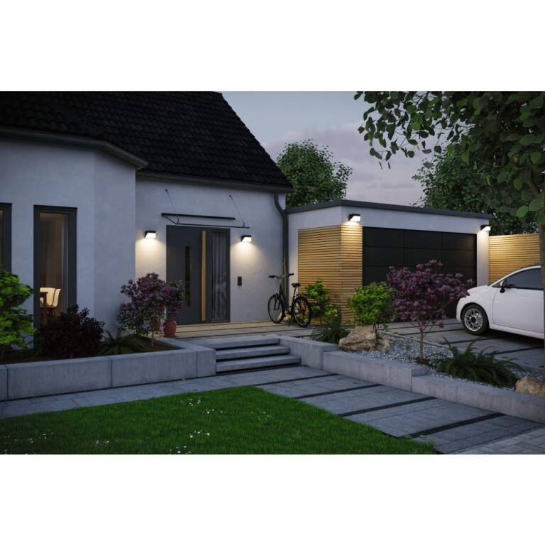 Paulmann Hybrid LED Außenwandleuchte Lioren House 230V + Solar IP44 eckig 170x170mm 3000K 2,3W 230lm 230V Schwarz