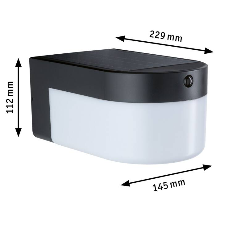 Paulmann Hybrid LED Außenwandleuchte Calyne House 230V + Solar IP44 eckig 145x229mm 3000K 2,3W 230lm 230V Schwarz