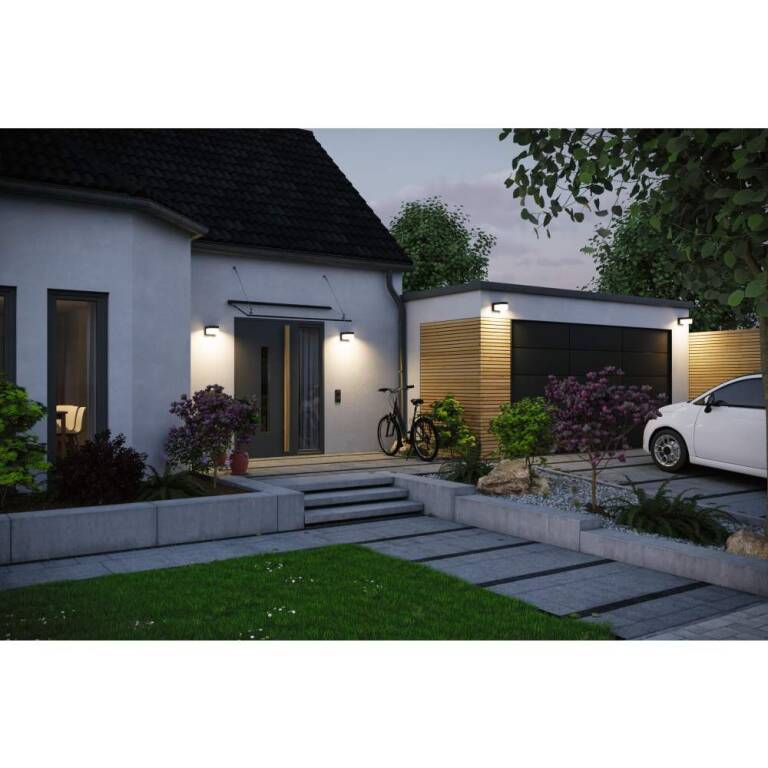 Paulmann Hybrid LED Außenwandleuchte Calyne House 230V + Solar IP44 eckig 145x229mm 3000K 2,3W 230lm 230V Schwarz