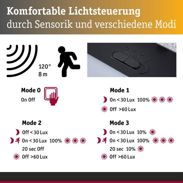 Paulmann Hybrid LED Außenwandleuchte Calyne House 230V + Solar IP44 eckig 145x229mm 3000K 2,3W 230lm 230V Schwarz