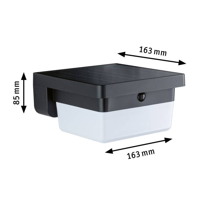 Paulmann Hybrid LED Außenwandleuchte Isleen House 230V + Solar IP44 eckig 163x163mm 3000K 2,3W 230lm 230V Schwarz