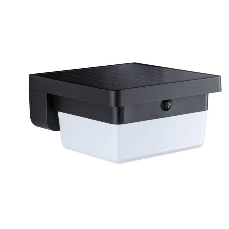 Paulmann Hybrid LED Außenwandleuchte Isleen House 230V + Solar IP44 eckig 163x163mm 3000K 2,3W 230lm 230V Schwarz