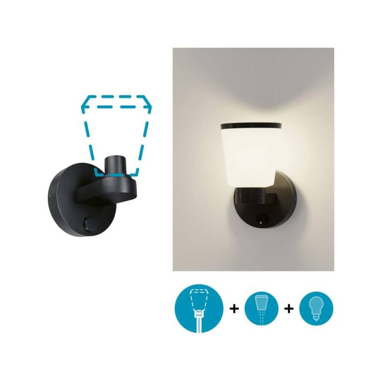 Paulmann ModuShine Wandhalter Einfacher Lichtaustritt IP44 rund Anthrazit