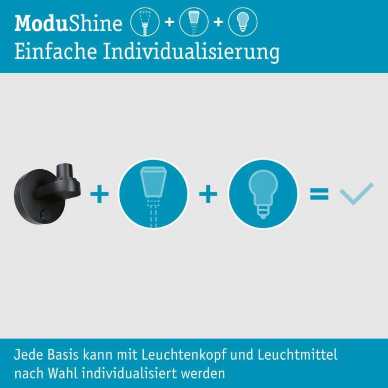 Paulmann ModuShine Wandhalter Einfacher Lichtaustritt IP44 rund Anthrazit