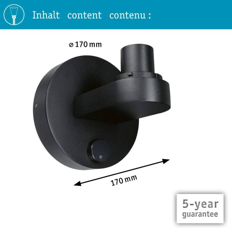 Paulmann ModuShine Wandhalter Einfacher Lichtaustritt IP44 rund Anthrazit