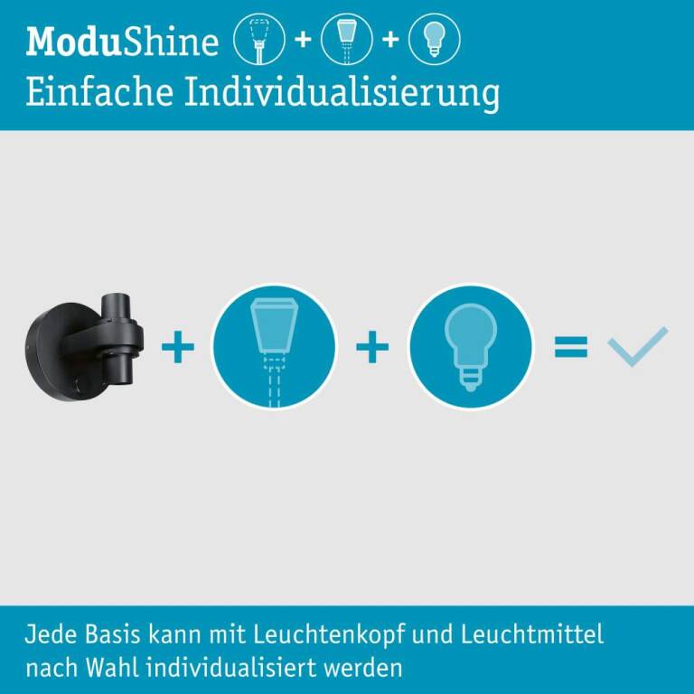 Paulmann ModuShine Wandhalter Zweifacher Lichtaustritt IP44 rund Anthrazit