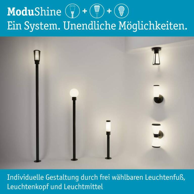 Paulmann ModuShine Wandhalter Zweifacher Lichtaustritt IP44 rund Anthrazit
