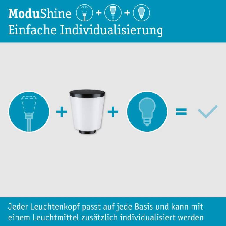 Paulmann ModuShine Schirm Marento IP44 zylindrisch Anthrazit, Weiß