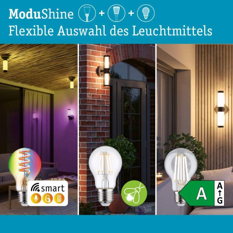Paulmann ModuShine Schirm Zerava IP44 zylindrisch Anthrazit, Klar