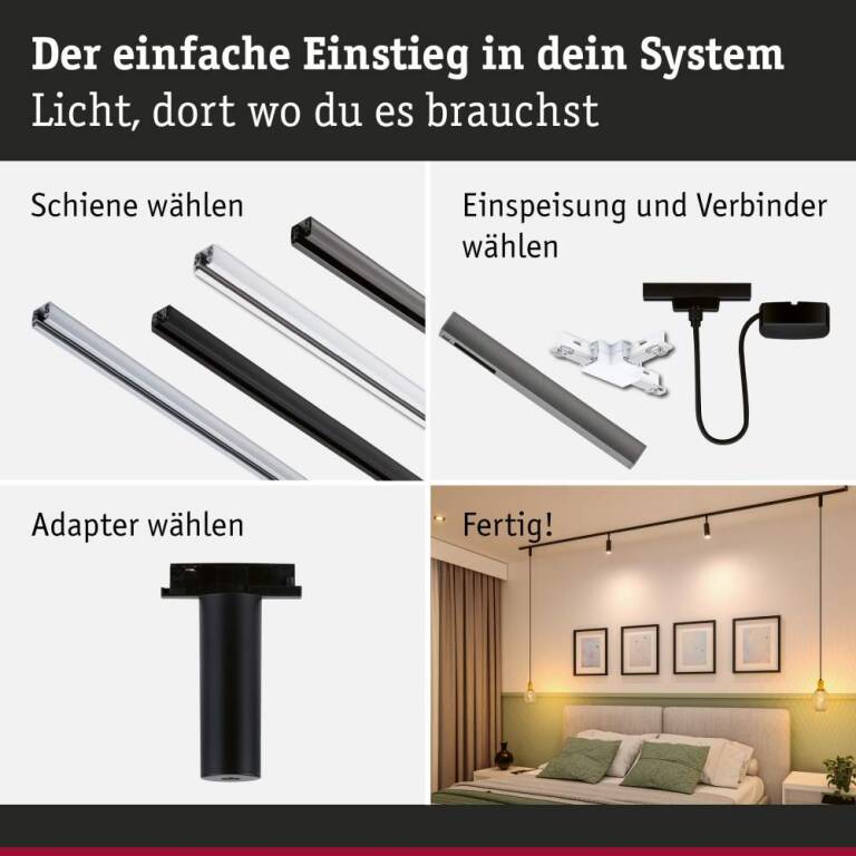 Paulmann URail Pendeladapter Universal   max. 50W   230V Schwarz matt