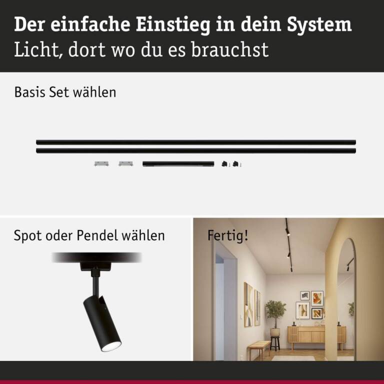 Paulmann URail Basisset Schwarz matt Schienensystem Set