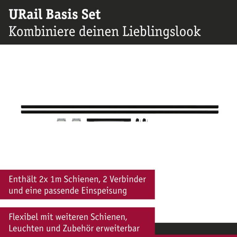 Paulmann URail Basisset Schwarz matt Schienensystem Set