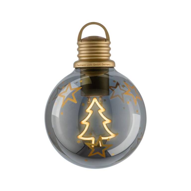 Paulmann Batterieleuchte Weihnachtskugel Tannenbaum Braun, Gold 100mm 2200K