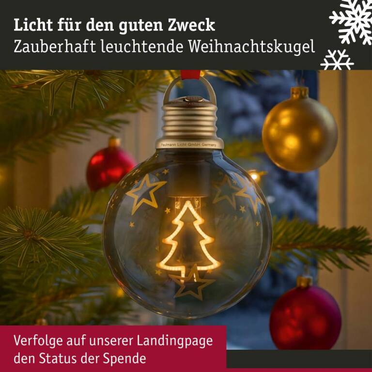 Paulmann Batterieleuchte Weihnachtskugel Tannenbaum Braun, Gold 100mm 2200K