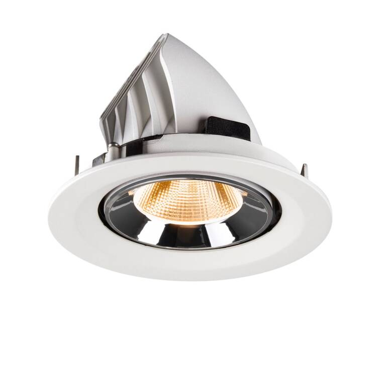SLV NUMINOS® GIMBLE M, Deckeneinbauleuchte weiß/chrom 2700 K 20°