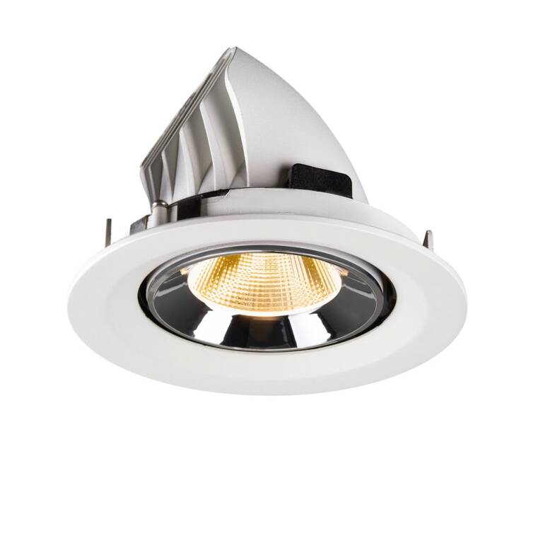 SLV NUMINOS® GIMBLE M, Deckeneinbauleuchte weiß/chrom 3000 K 20°