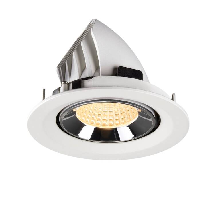 SLV NUMINOS® GIMBLE M, Deckeneinbauleuchte weiß/chrom 3000 K 55°