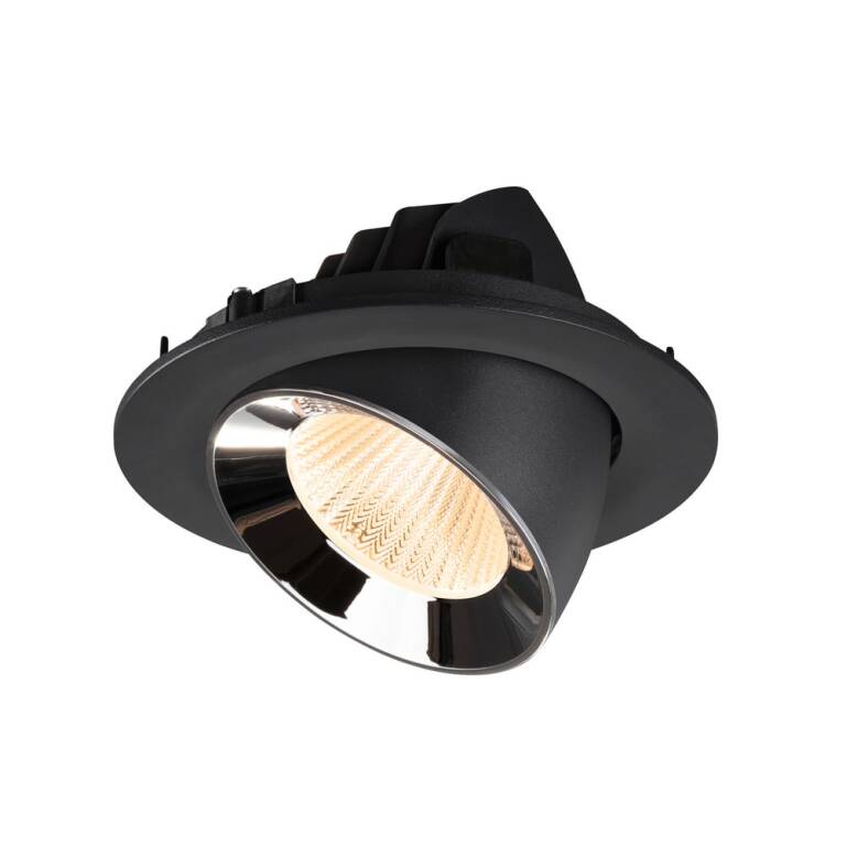 SLV NUMINOS® GIMBLE L, Deckeneinbauleuchte schwarz/chrom 2700 K 40°