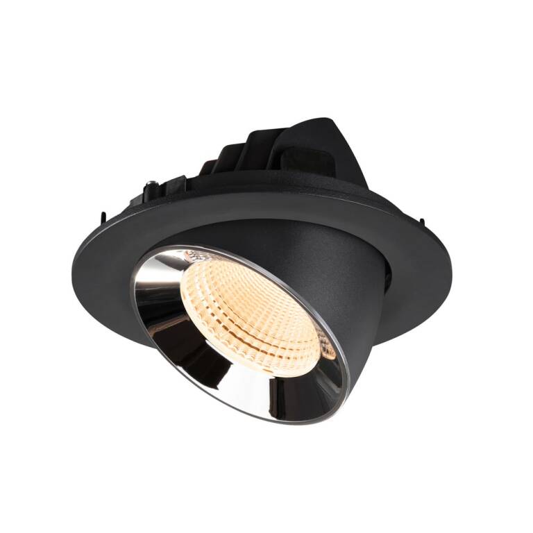 SLV NUMINOS® GIMBLE L, Deckeneinbauleuchte schwarz/chrom 2700 K 55°