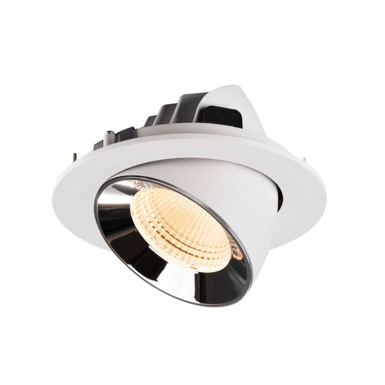 SLV NUMINOS® GIMBLE L, Deckeneinbauleuchte weiß/chrom 2700 K 55°