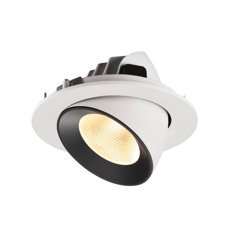 SLV NUMINOS® GIMBLE L, Deckeneinbauleuchte weiß/schwarz 3000 K 20°