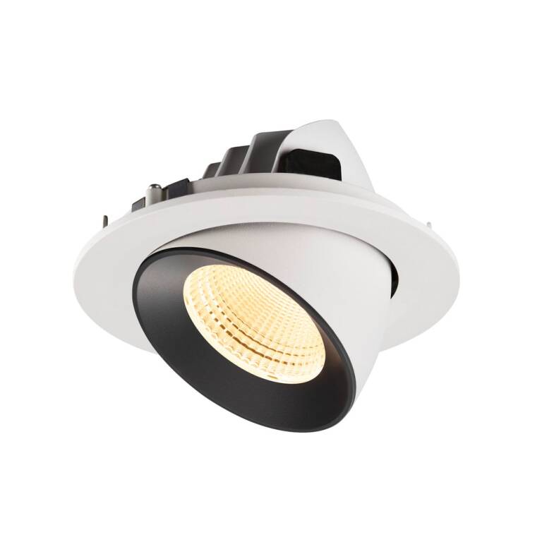 SLV NUMINOS® GIMBLE L, Deckeneinbauleuchte weiß/schwarz 3000 K 55°