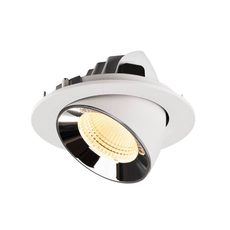 SLV NUMINOS® GIMBLE L, Deckeneinbauleuchte weiß/chrom 3000 K 55°