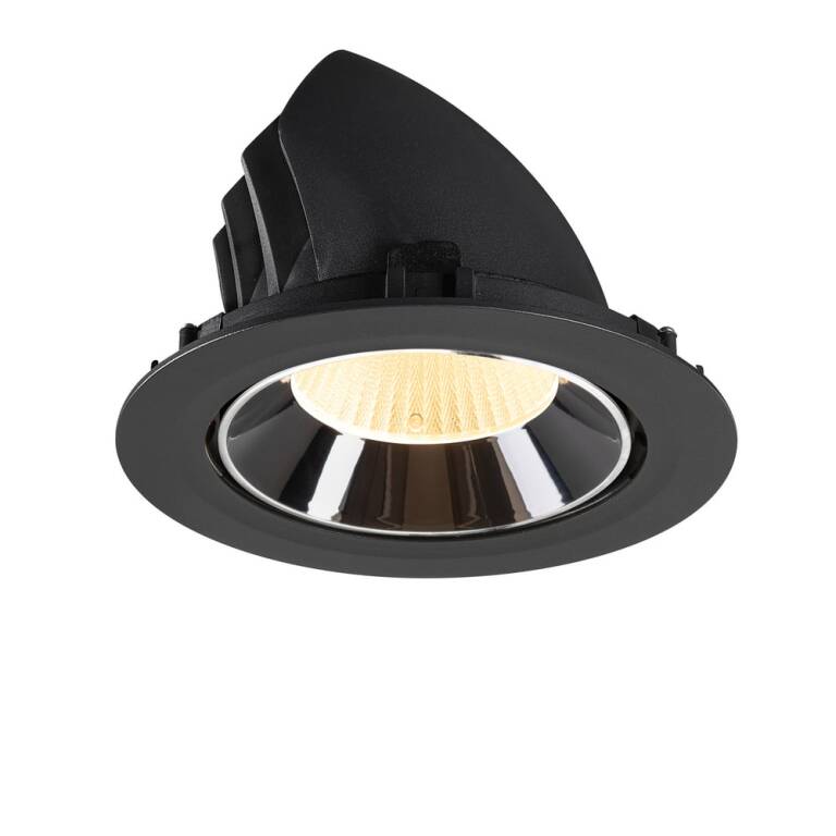 SLV NUMINOS® GIMBLE XL, Deckeneinbauleuchte schwarz/chrom 3000 K 40°