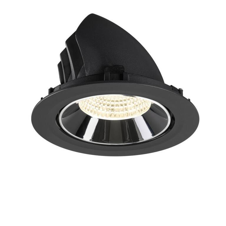 SLV NUMINOS® GIMBLE XL, Deckeneinbauleuchte schwarz/chrom 4000 K 55°