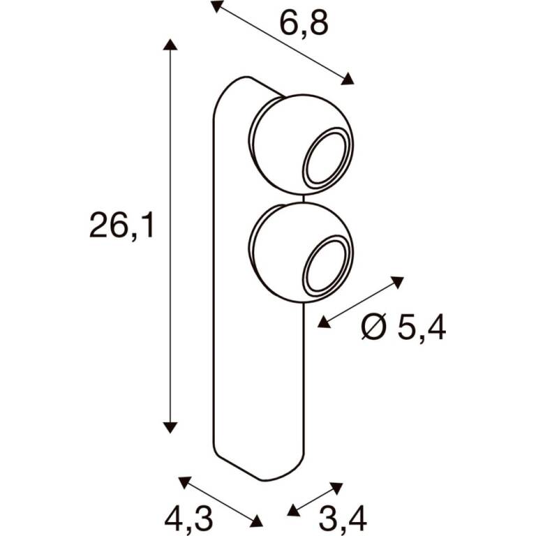 SLV DYSKO, CW, DOUBLE, PHASE, Wand- und Deckenaufbauleuchte, 2700 K, 13 W, 36°, schwarz
