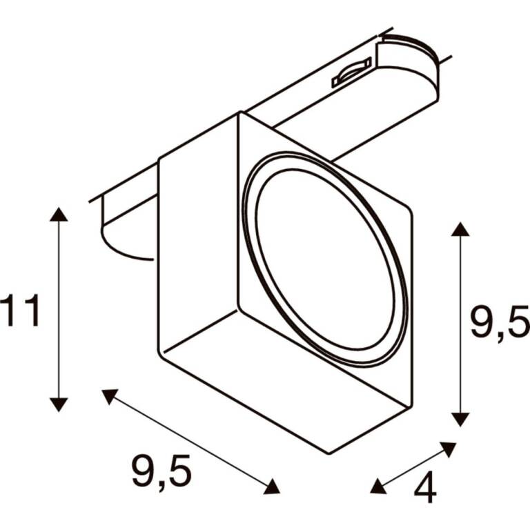 SLV EURO CUBE 2 M, 3~ Spot, rechteckig, 3000K, 14 W, PHASE, 40°, schwarz