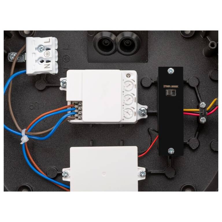 SLV AINOS SLIDE WL, Wandaufbauleuchte, rund, SENSOR, 2700/3000 K, 11,5 W, IP65, schwarz
