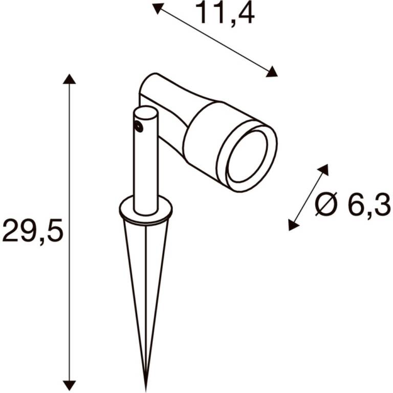 SLV SYNA GARDEN, SP, Erdspiessleuchte, 150 cm Anschlusskabel, IP44/IP65, 2200 K, 6,2 W, 36°, schwarz