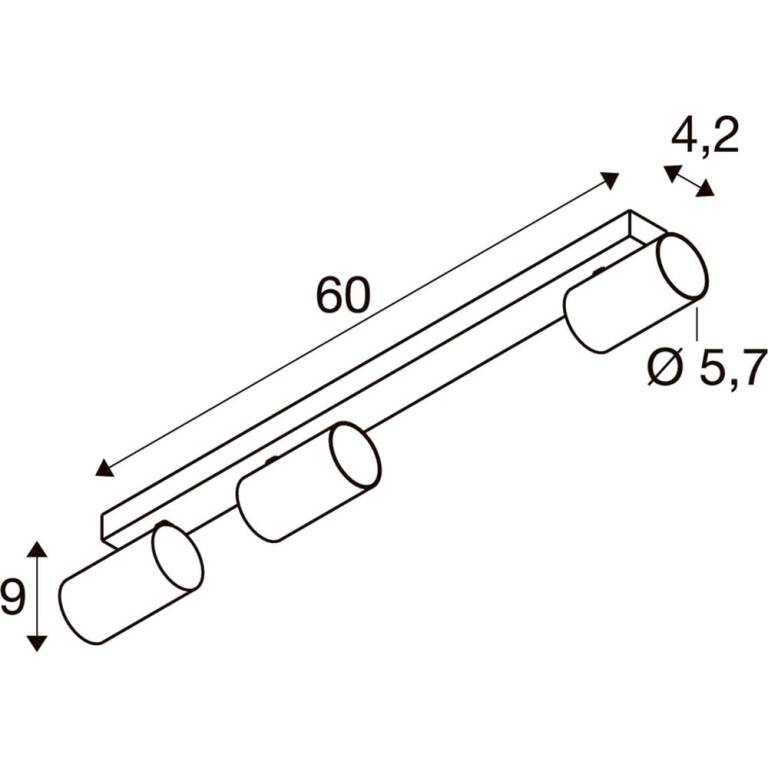 SLV ENOLA 2.0 M, CL, TRIPPLE, QPAR51, LONG, Deckenaufbauleuchte, 3 x 10 W, weiß
