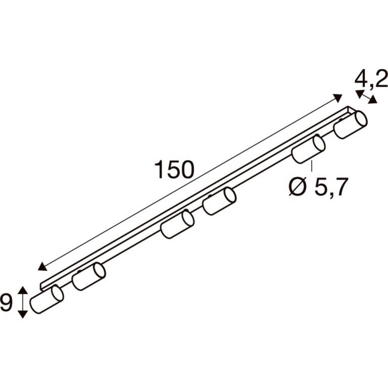 SLV ENOLA 2.0 M, CL, SIX, QPAR51, LONG, Deckenaufbauleuchte, 6 x 10 W, weiß