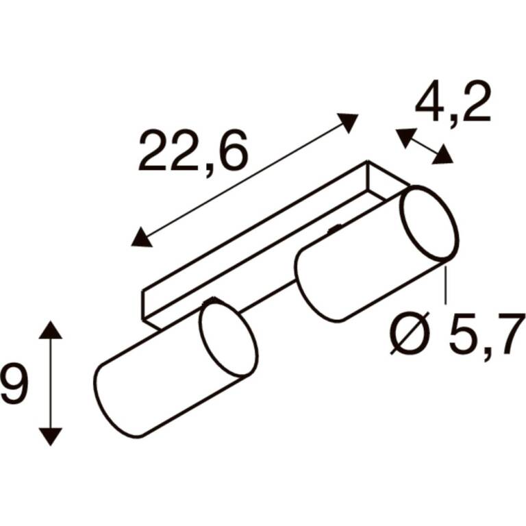 SLV ENOLA 2.0 M, CL, DOUBLE, QPAR51, Deckenaufbauleuchte, 2 x 10 W, weiß