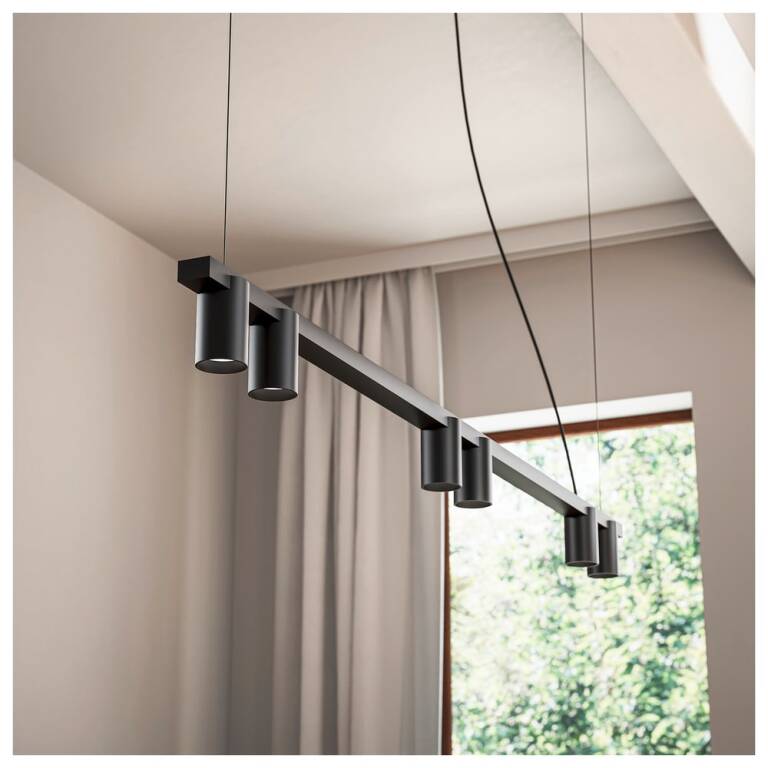 SLV ENOLA 2.0 M, PD, SIX, LONG, QPAR51, Pendelleuchte, 6 x 10 W, schwarz